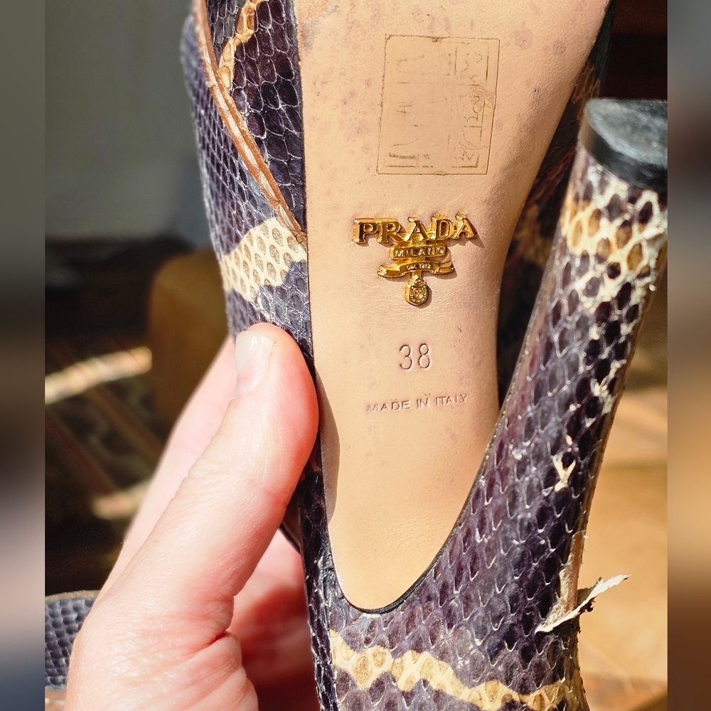 Prada Python Print Slingback Heels - image 6
